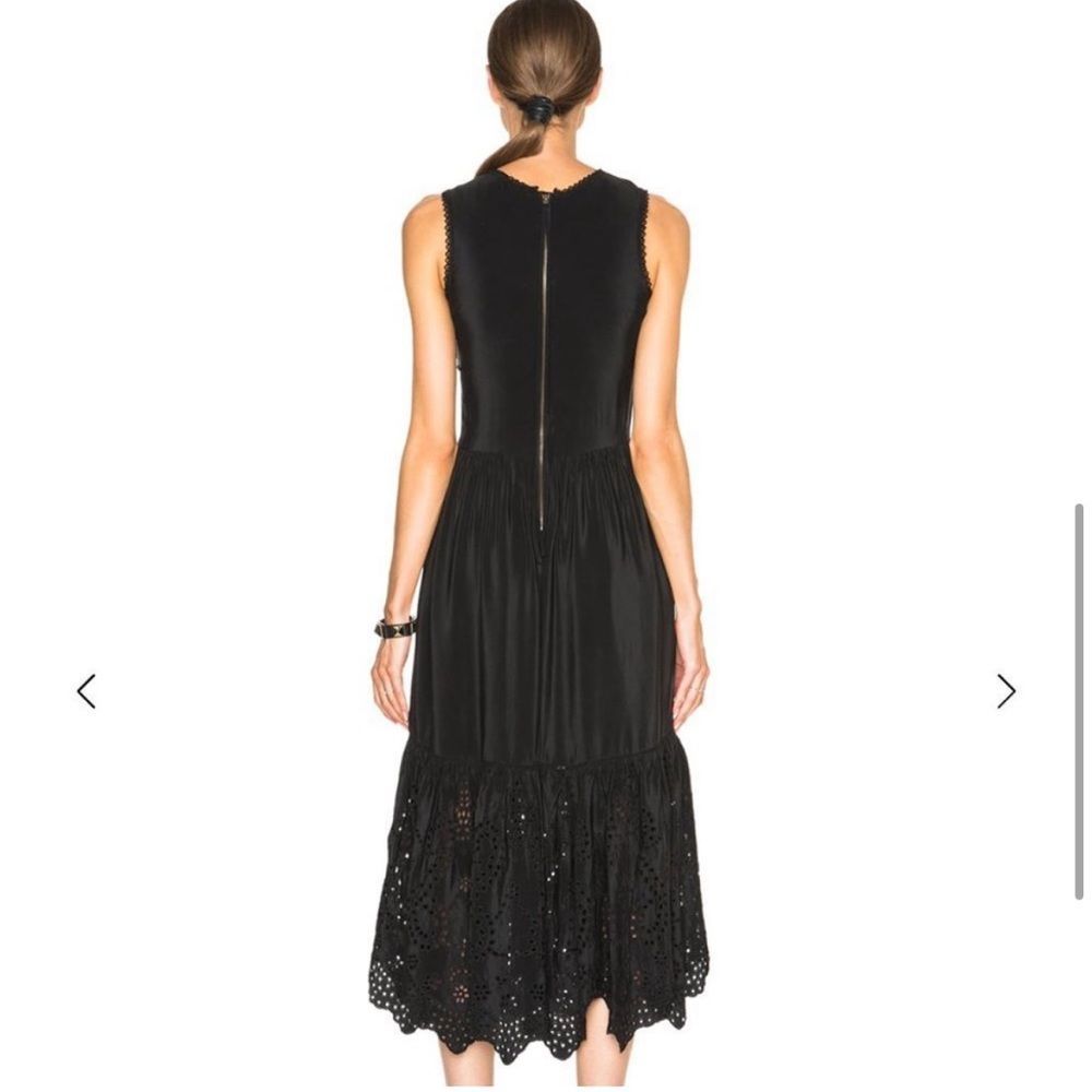 Ulla Johnson Oona Silk Eyelet Embroidered Dress in Raven Black Size 10 - Picture 4 of 11